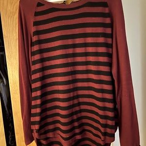 Michael by Michael Kors long sleeved top. Maroon and black stripe.